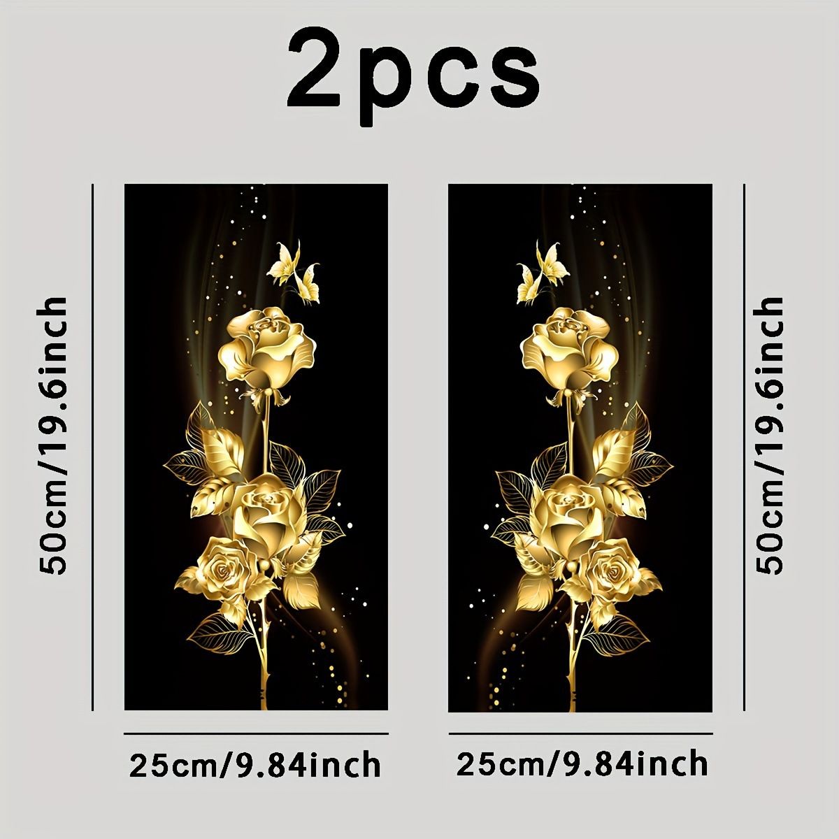 Center Column B-Pillar Protective Film Gold Floral Rose Anime Window Decoration Car Sticker_voghion.com