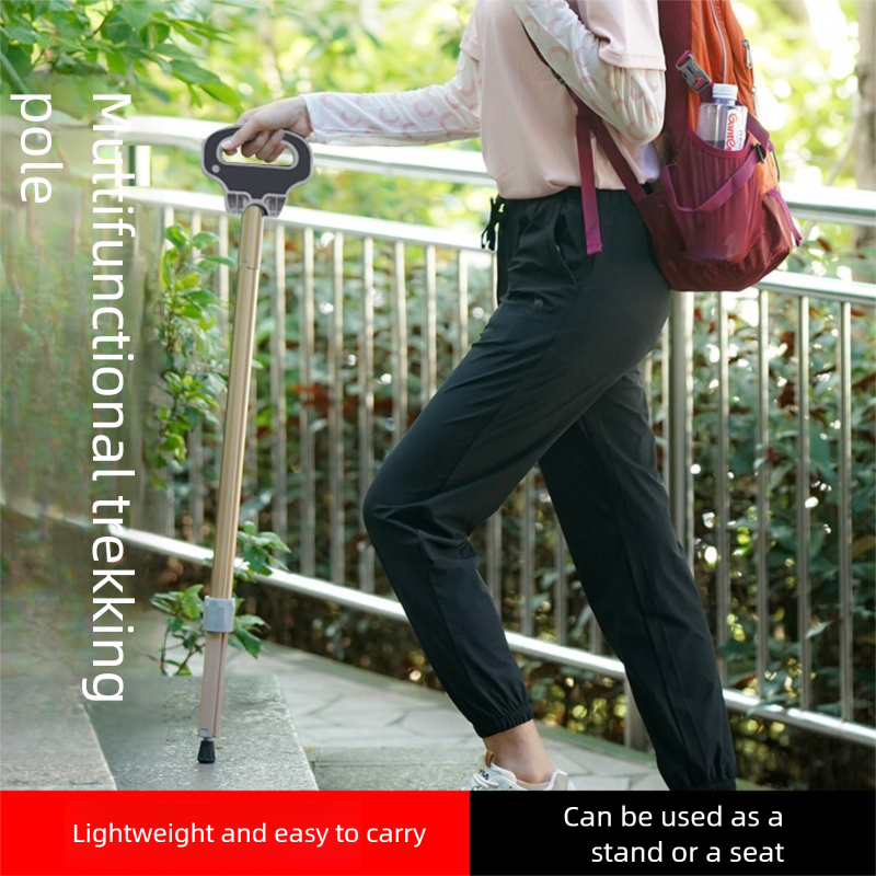 Multifunctional Cross-Border Travel Outdoor Walking Stick Hiking Trekking Non-Slip Folding Stool Wholesale Free Shipping_voghion.com