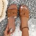 Sandales d'été à bout carré pour femmes, larges et confortables (sandales de plage décontractées avec bride réglable)_voghion.com