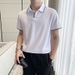 Summer Men's New Men's Short-sleeved Polo Shirt Fashionable Mulberry Silk V-neck Trim Color Matching Men's Lapel POLO_voghion.com