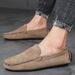 Fashion Suede Leather Men Casual Shoes Comfortable Man Loafers Lightweight Lazy Boat Shoes Breathable Slip On Man Driving Shoes_voghion.com