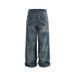 Herrenjeans im Vintage-Kettenprint – Entspannte Baggy-Hose mit geradem Bein und 3D-Details (S-XL, Blau)_voghion.com