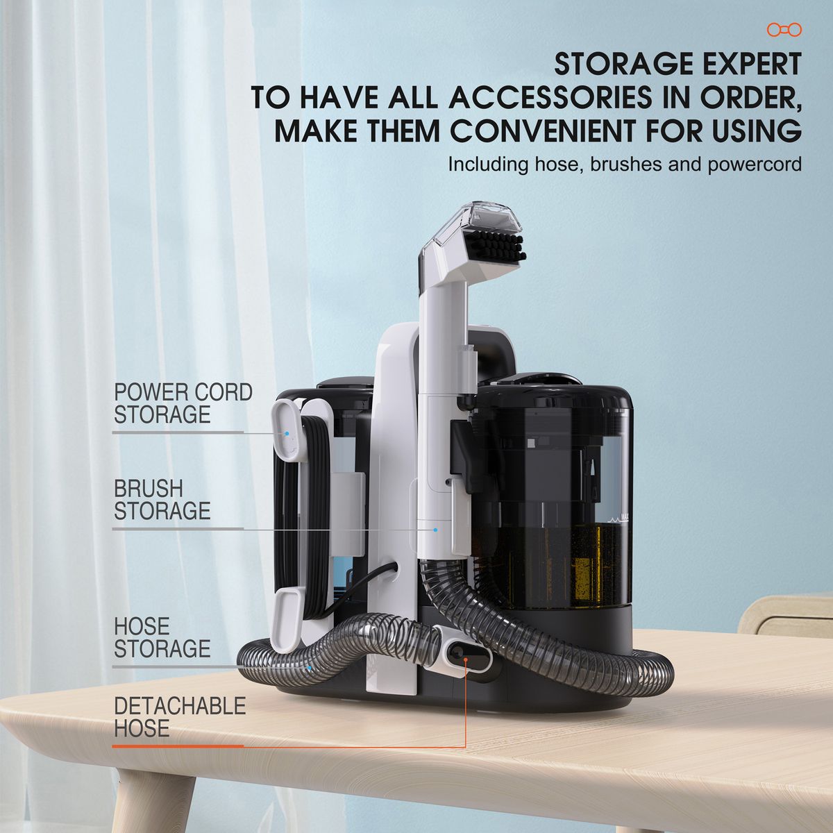 Μηχάνημα καθαρισμού οικιακού καναπέ από ύφασμα στρώμα κουρτίνας χαλιού ενσύρματη μικρή ενσωματωμένη ηλεκτρική σκούπα πολλαπλών λειτουργιών_voghion.com