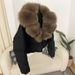 Women's Short Down Jacket With Oversized Fox Fur Collar - Winter Fashion Coat With White Duck Down, Detachable Fur, Loose Fit, Multiple Colors_voghion.com