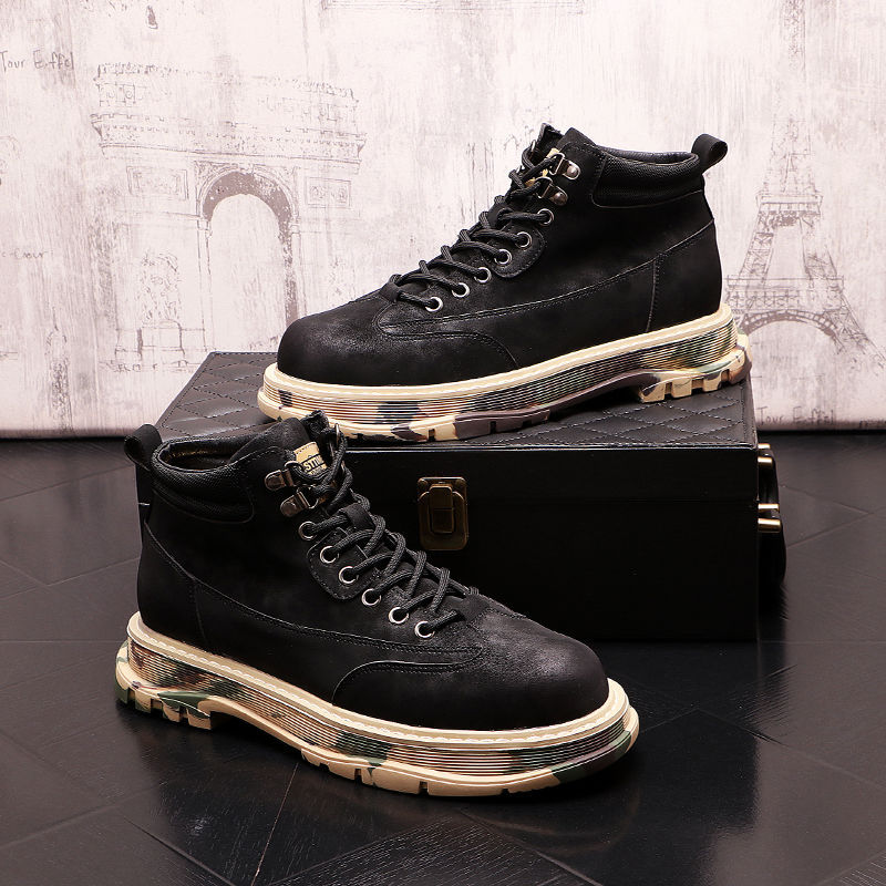 P Martin Boots Men S High Top British Style Ins Mid Short Tooling Autumn And Winter Shoes Increase Casual Desert_voghion.com