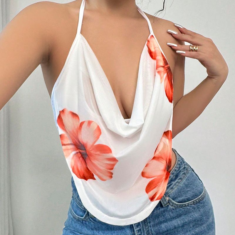 Women's Clothing Sexy Tops Summer New Products Holiday Style Hot Girl Camisole Halter Neck_voghion.com
