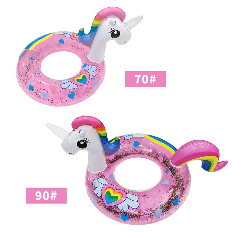 Unicorn Swim Ring With Glitter Hearts - Eco-Friendly Thickened PVC Anti-Tip Design & Underarm Float (Kids Pool Float Safe & Durable For Ages 3-8)​​_voghion.com