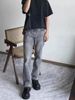 Men's Clothing High Street Washed Gray Straight Tube Slightly Flared Cleanfit Pants Trendy_voghion.com