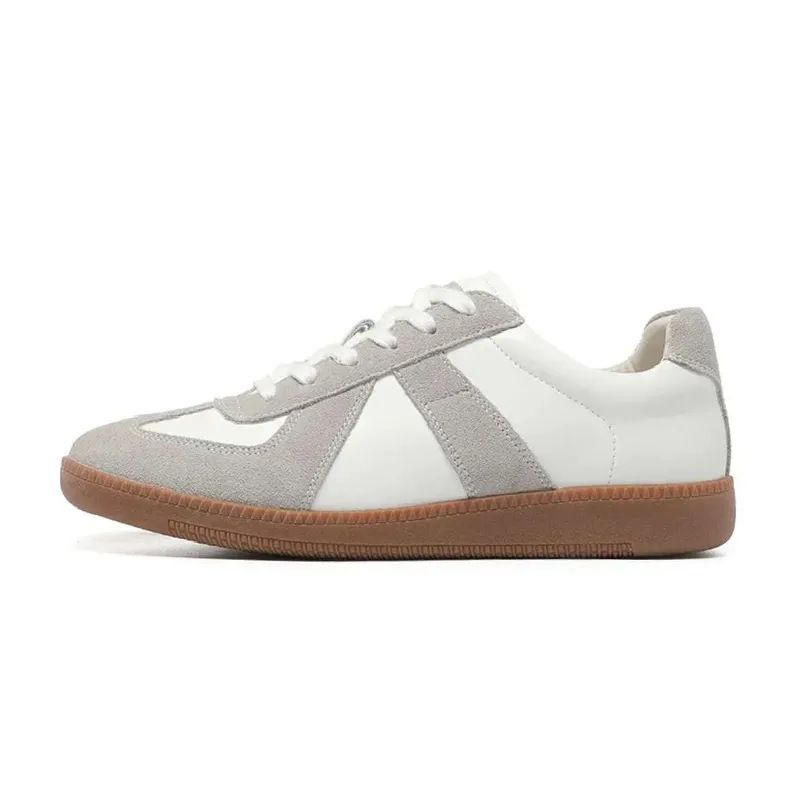 M6 Treinamento Alemão Original Label Versátil Cadarço Masculino E Feminino Casual Confortável Fundo Plano Cabeça Redonda Branco_voghion.com