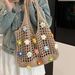 Straw Bag Woven Bag Lazy Crochet Bag For Women Simple Commuter Large Capacity Shoulder Tote Bag_voghion.com
