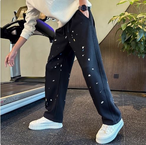 Herrkläder Höst och vinter Ny stil Snygga herrbyxor i enfärgad stil Trendiga casualbyxor_voghion.com