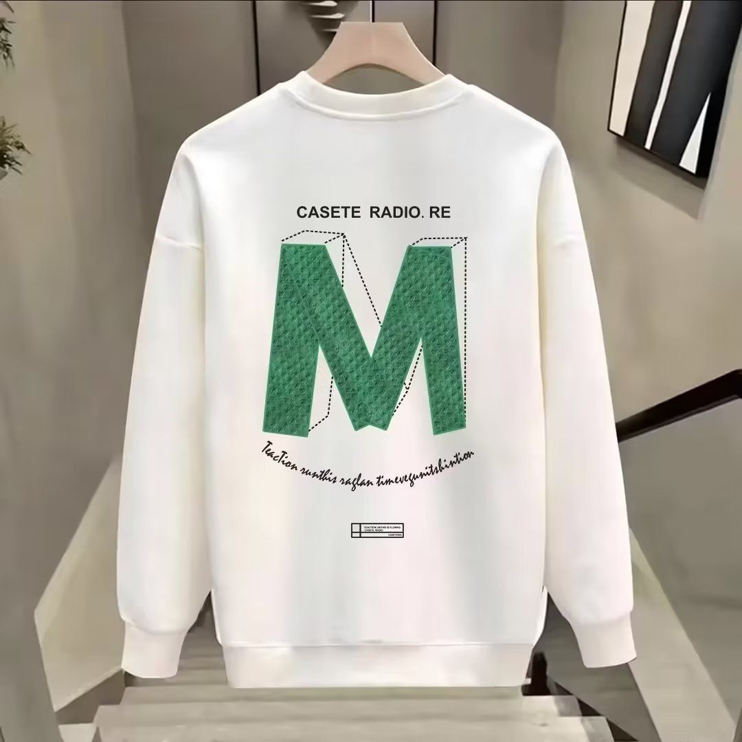 Men's Clothing Round neck sweatshirt for men, loose design, smiley face print, American retro style, ins, spring and autumn trendy brand tops_voghion.com