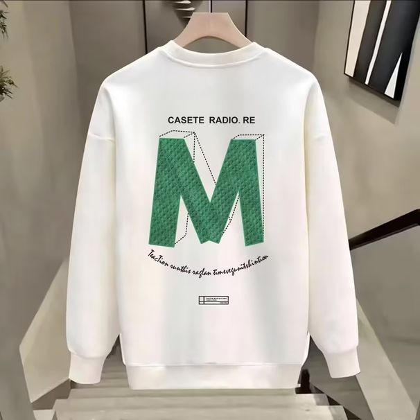 Men's Clothing Round neck sweatshirt for men, loose design, smiley face print, American retro style, ins, spring and autumn trendy brand tops_voghion.com