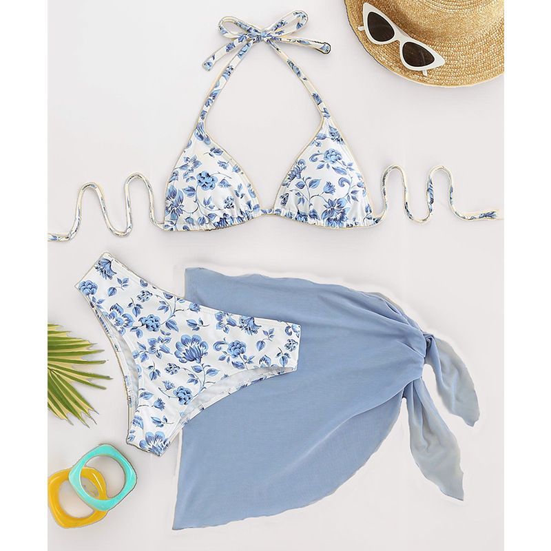Women’s Clothing Small Floral Lace Three Piece Sexy Bikini Split Swimsuit Swimsuit Women_voghion.com