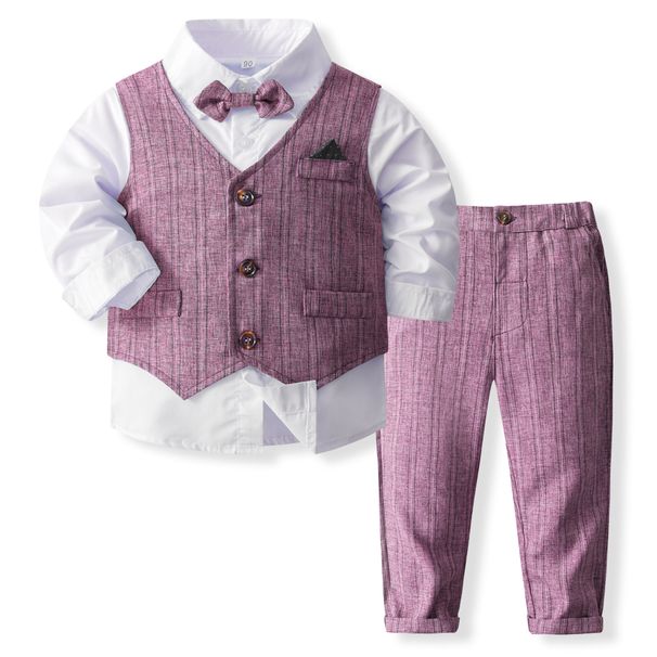 Children's Dress British Style Boy's Suit Style Small And Medium Sized Children's Long Sleeved Shirt Vest Performance Costume Children's Clothing_voghion.com