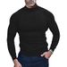 T-shirt thermique à manches longues et col mi-haut pour homme, couleur unie, coupe ajustée, collection automne-hiver_voghion.com