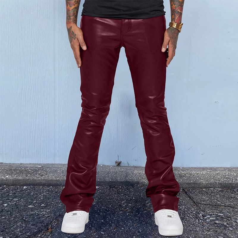 Pantalons en cuir pour hommes, pantalons hip-hop surdimensionnés, décontractés et amples, taille moyenne, tendance et imprimés, collection 2025_voghion.com