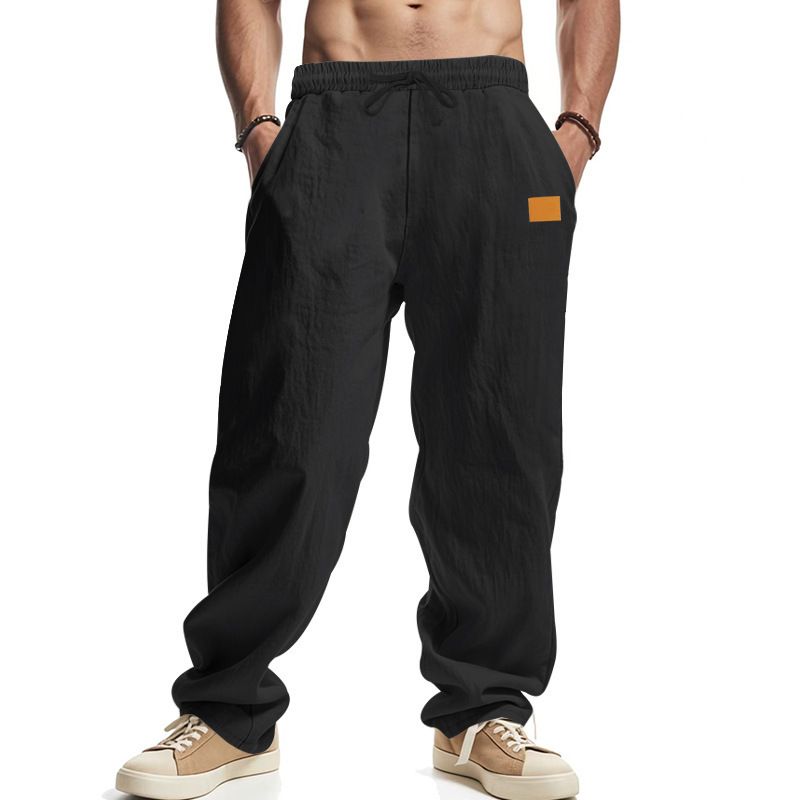 Men's Linen Pants Summer - Breathable Loose Fit Casual Beach Trousers With Drawstring Waist, Lightweight Comfortable_voghion.com