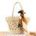 Mini Paper Rope Handbag With Scarf - Bohemian Open Weave Beach Bag For Vacation & Photo Shoot_voghion.com