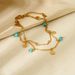 Niche Stainless Steel Plated Natural Turquoise Pendant Mini Shell Tassel Double Layer Anklet For Women_voghion.com