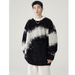 Suéter masculino de lã vison tie-dye com blocos de cores - Pulôver aconchegante e estiloso para o inverno, casual e moderno._voghion.com