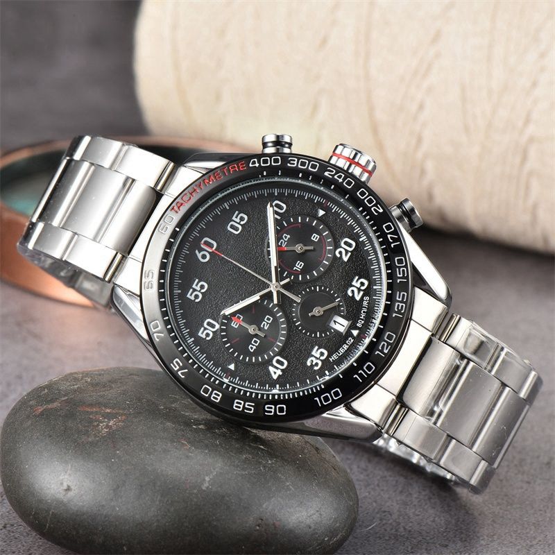 Neu Mode Quarzuhr für Männer Chronograph Uhren Edelstahl runde Gulf Saphirglas_voghion.com