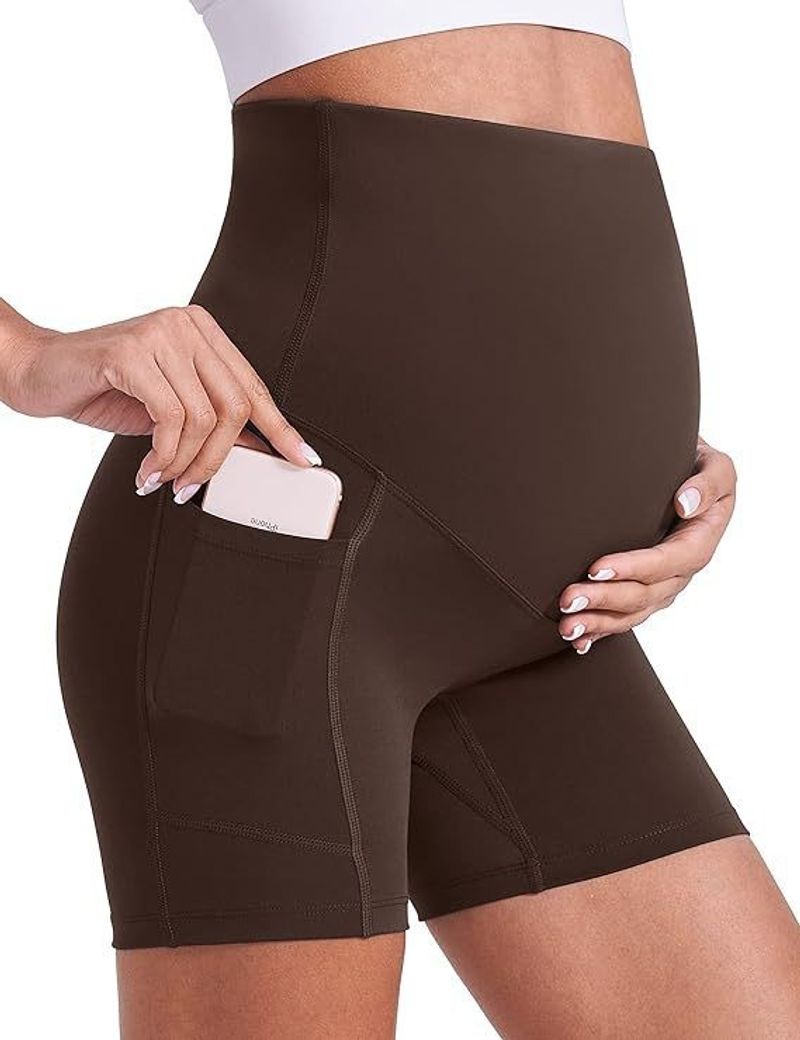 Sports Clothing Dynamic Pregnancy Yoga Shorts Over Belly Comfortable Cycling Sports Dynamic Pregnancy Fitness Shorts With Pockets_voghion.com