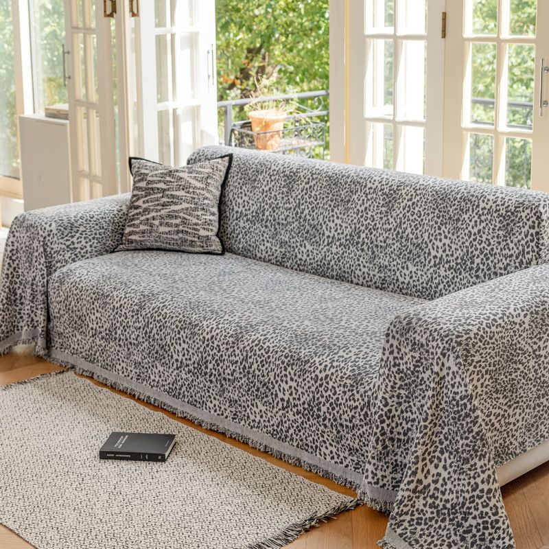 Luxury Chenille Sofa Cover With Leopard Print - Modern Minimalist Style, Full Coverage Stretchable Slipcover For 3-Seater Couch, All-Season Home Decor_voghion.com