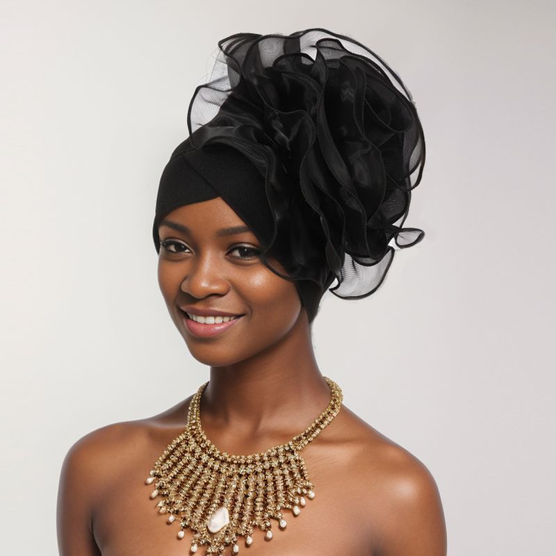 New Fashion Side Big Flower African Ethnic Characteristics Baotou Hat Turban Hat_voghion.com