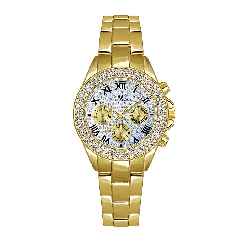 BS Nieuw Hot-Seller Drie-wijzer Gedecoreerd Vol Diamant Dameshorloge FA1245_voghion.com