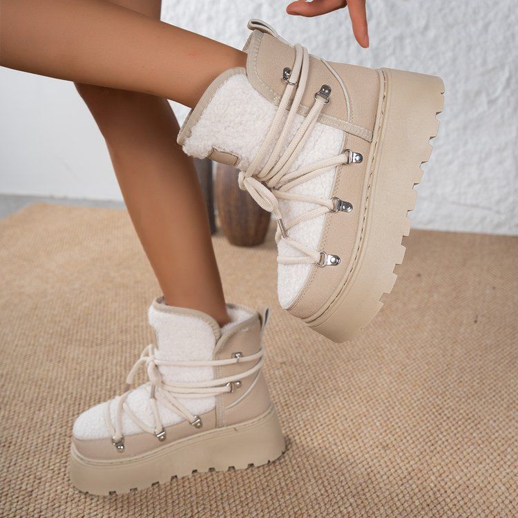 Scarpe da donna di grandi dimensioni, stivali da neve da donna, 2025, nuove scarpe invernali con suola spessa, calde e comode, in velluto spesso e cotone caldo._voghion.com