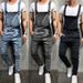 Herrenbekleidung Mode Herren Strappy Denim Strampler Zerrissene Jeans Hose Trendy Pop Arbeitskleidung_voghion.com