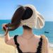 Korean version of new women's knitted mesh bow, empty top protection hat, summer sequin large brim sun hat_voghion.com