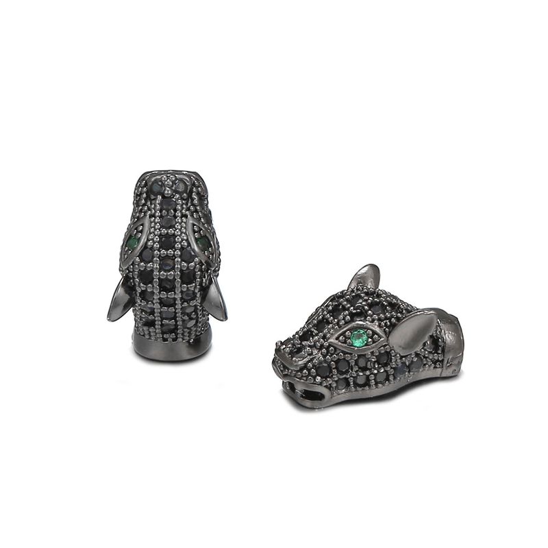 Kreativ Perséinlechkeet Cartoon Voll Diamant Mikro Inlaid Zirkon Leopard Kapp Véier Faarf Bracelet Spacer Perl Bijouen Accessoiren_voghion.com