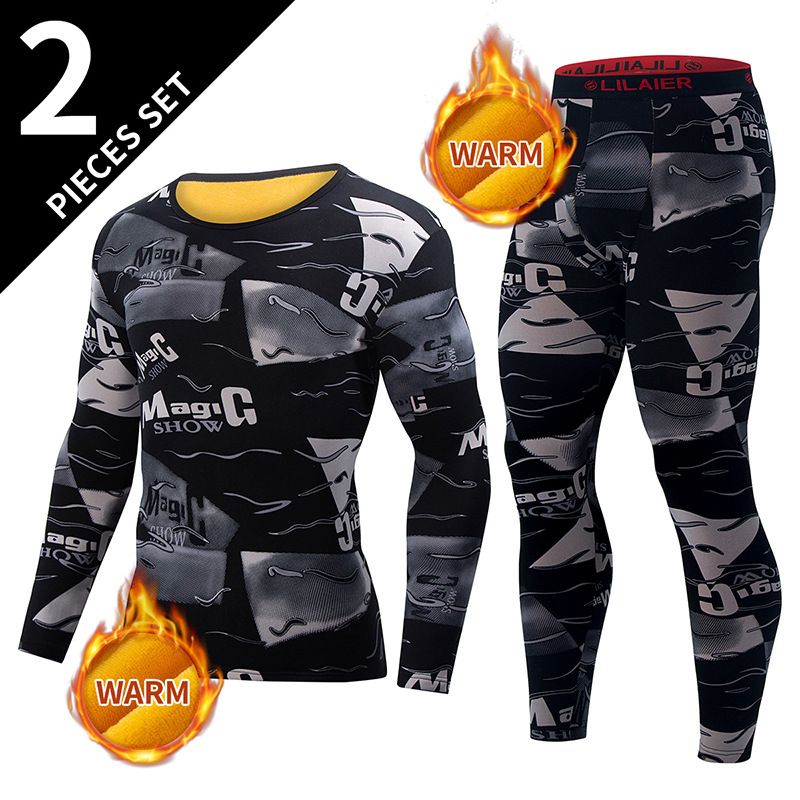 Übersee-Plattform Sondercode Herbst Winter Herren verdickte Thermo-Unterwäsche Set Modedruck_voghion.com