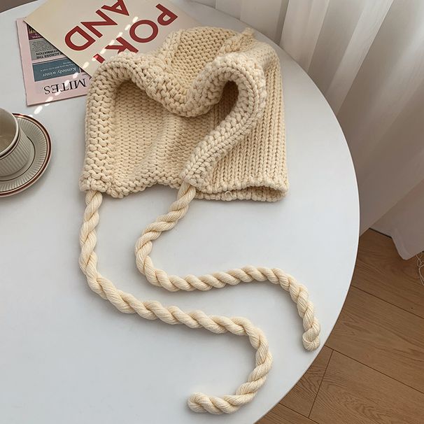 Harbin Little Women's Toamna și Iarna Tricotat Lână cu Șireturi Protecție Urechi Ediție Coreeană Căciulă Roșie Versatilă Căciulă Roșie Caldă_voghion.com