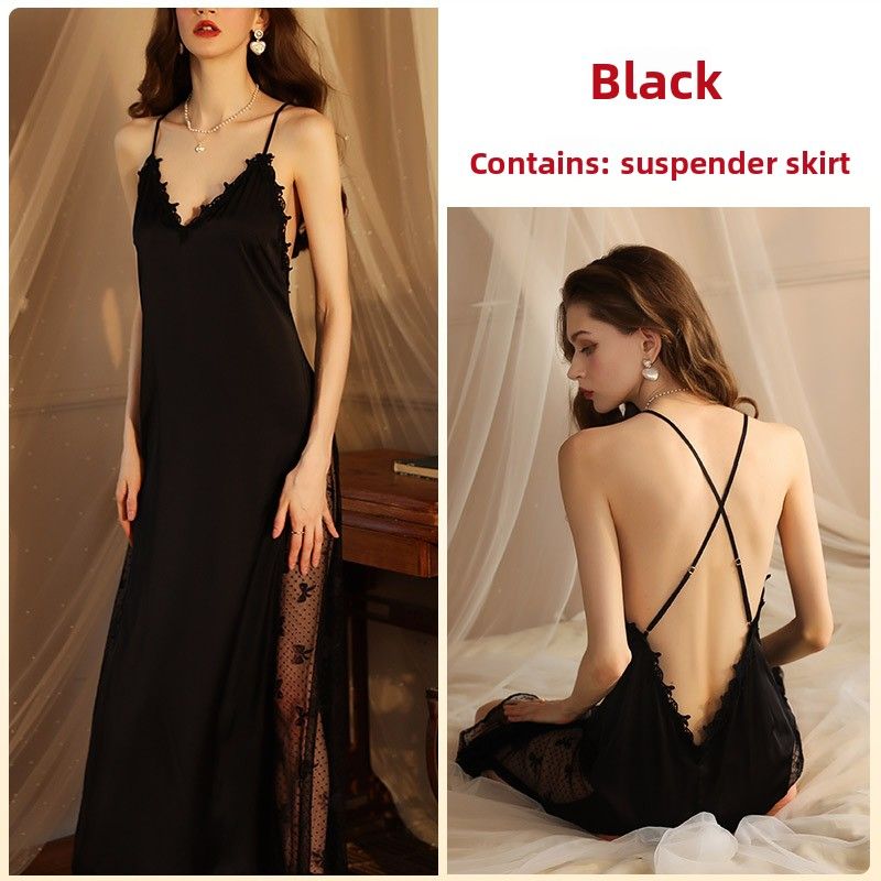 Pigiama e vestaglia da notte in raso a maniche lunghe, seducente per donna_voghion.com