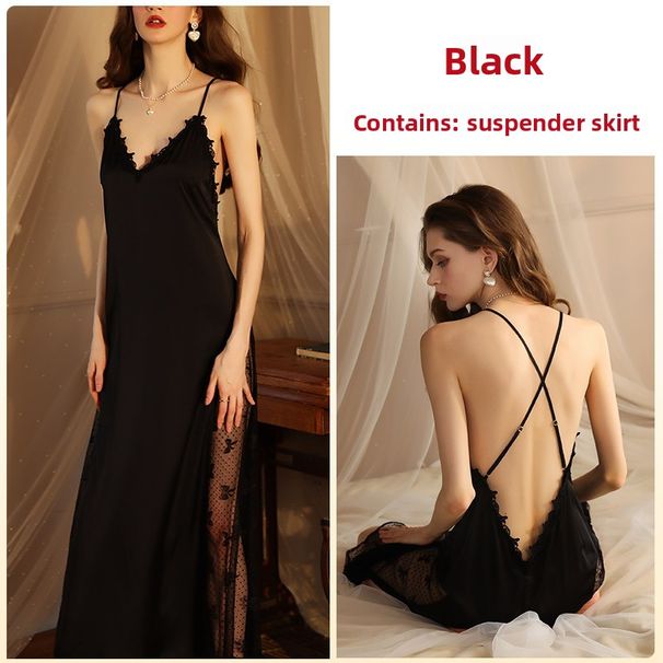 Pigiama e vestaglia da notte in raso a maniche lunghe, seducente per donna_voghion.com