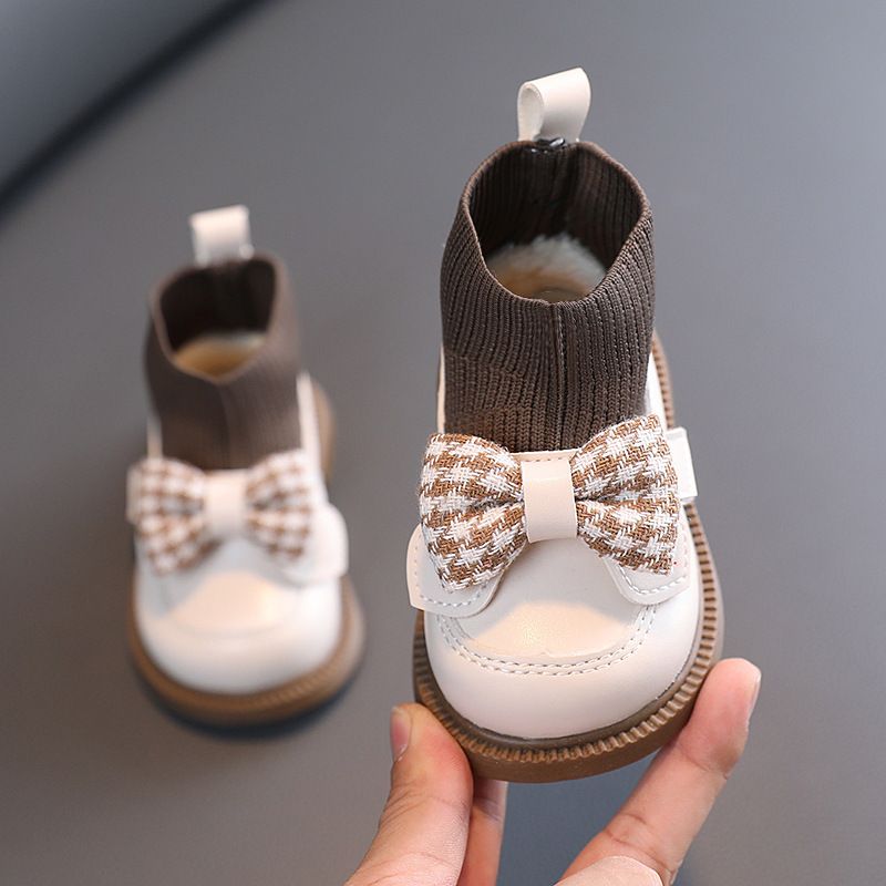 Mother & Kids 2025 Winter New Girls Cotton Shoes Baby Princess Shoes Bowknot Cute Small Leather Shoes Short Boots Warm 0 1 3 Years Old_voghion.com