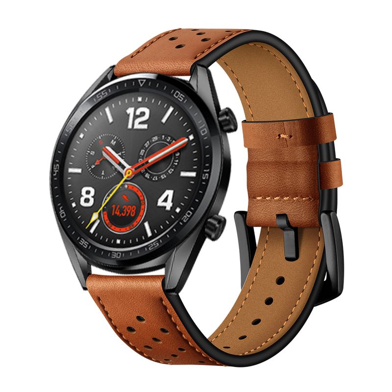 Samsung Galaxy izle 3 Active2 Dişli S3 için 22mm 20mm deri kayış Huawei İzle GT GT2 Amazfit GTR için Nefes alabilen high-end kayış_voghion.com
