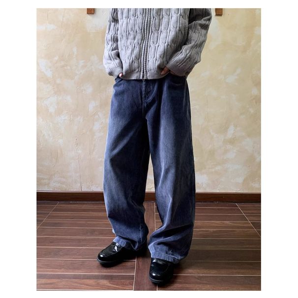Streetwear Corduroy Pants – 90s Vintage Washed Wide-Leg Trousers | Harajuku Oversized Fit With Anti-Fit Silhouette (S-3XL)_voghion.com