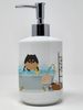 Black and Tan Pomeranian Ceramic Soap Dispenser Hand Soap Dispenser Pump Bottles for Bathroom Kitchen, Empty Refillable Liquid Soap Container_voghion.com