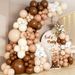 Nude Balloon Garland Set Blush Coffee Brown Chocolate Metallic Gold Double Layer Latex Balloons Party_voghion.com