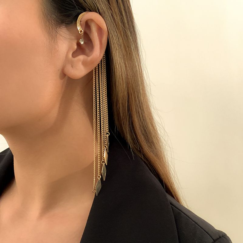 Pearl Hook Without Hole Exaggerated Alloy Rivet Single Personality Ear Bone Clip Trendy Tassel_voghion.com
