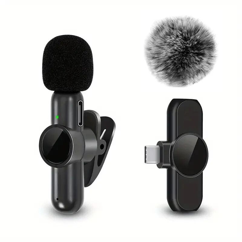 Wireless Lavalier Microphone Clip On Audio Video Mic Live Vlog For Mobile Phone_voghion.com