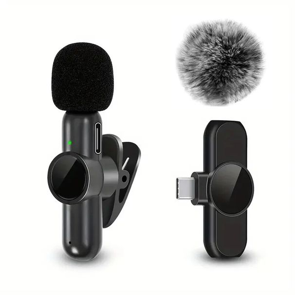 Wireless Lavalier Microphone Clip On Audio Video Mic Live Vlog For Mobile Phone_voghion.com