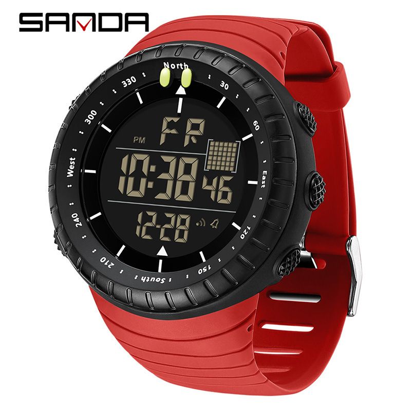 Reloj deportivo digital de esfera grande con luz nocturna, resistente al agua, alarma, cronómetro y multifunción. Reloj despertador luminoso multifunción para hombre y mujer._voghion.com