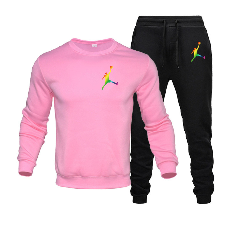 2023 nouvelle marque imprimé Sportswear hommes 2 pièces ample col rond sweat + 2 pièces pantalon à capuche Jogging ensemble_voghion.com