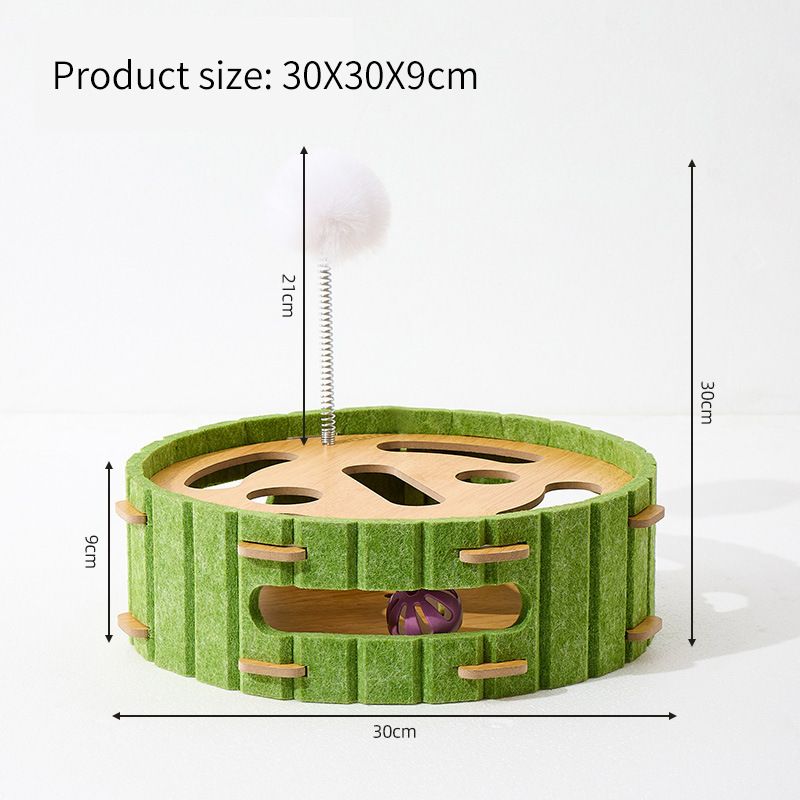 Toy Teaser Wand Self-Entertainment Gadget With Feather Cat Scratching Post Durable Rotating Ball Water Wood_voghion.com