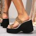 Lente/Zomer Nieuwe Stijl Helling Hak Dikke Water Diamant Waterdicht Platform Spons Bodem Mode 10cm Dames Sandalen_voghion.com